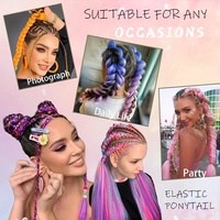 Extensions capillaires tressées en fibre haute température pour filles, 2 pièces, style queue de cheval, avec élastique, pour le marché transfrontalier Amérique-Europe