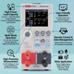 UNI-T UTL8211+ UTL8212+ เครื่องทดสอบโหลดอิเล็กทรอนิกส์แบบสองช่องสัญญาณความแม่นยำสูงขนาดกะทัดรัด ทดสอบกระแสไฟฟ้าของแหล่งจ่ายไฟ เครื่องทดสอบโหลดอิเล็กทรอนิกส์ - Product Image 5