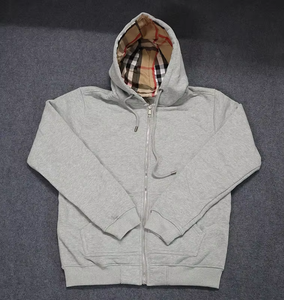 Sudadera con Capucha Burbes de Alta Calidad para Invierno, 100% Algodón, Diseño a Cuadros, con Cierre y Logotipo Bordado, Unisex - Product Image 4