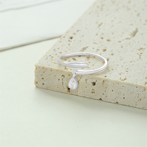 Bague pour femme en argent sterling 925, design goutte d'eau, bijoux tendance, bague ouverte, bague de luxe - Product Image 5