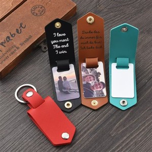 Ready to Ship Business Blue Father's Day Anniversary Family Friends Light Leather Keychains