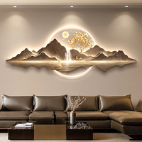 Peintures murales suspendues en acrylique LED avec gravure UV, art de paysage de montagne moderne et luxueux, décoration murale pour le salon