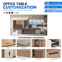 Bureau de direction moderne avec armoires de rangement, mobilier de bureau commercial en bois, poste de travail d'écriture