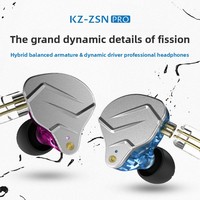 Écouteurs hybrides dynamiques à armature KZ-ZSN PRO, basses profondes, métalliques, filaires, intra-auriculaires, avec télécommande, câble de 3,5 mm, longueur de câble de 120 cm, HiFi