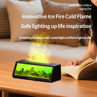 Humidificateur 3D effet flamme, diffuseur d'arômes de bureau avec télécommande et sept couleurs de lumière, simule une cheminée pour le bureau