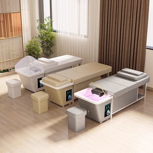 Fauteuil de lavage blanc avec réservoir d'eau intégré, table de lavage sans tuyauterie pour salon de coiffure, mobilier de barbier - Product Image 3