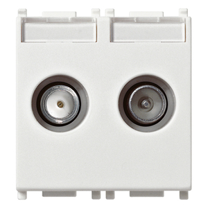 Prise TV Rd Sat 2 sorties blanche 5,1 cm de longueur 4,3 cm de largeur 5,3 cm de hauteur - Product Image 1