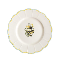Veweet — assiette de service d'impression floral, assiette pour banquet en céramique, assiette à dîner de luxe en porcelaine pour restaurant