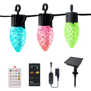 Amazon vendita calda resistente alle intemperie Smart Rgb App Strawberry C9 String Lights Solar Fairy String Lights Outdoor For Holiday