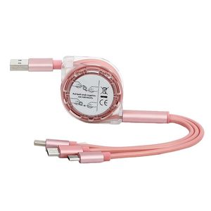 Câble de charge rapide 3-en-1 personnalisé blanc avec logo pour promotion d'entreprise, 1M - Product Image 1