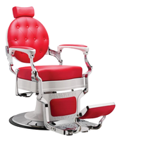 Haute Qualité Kisen Barbershop Meubles Noir Or Antique Style Coiffeur Chaise Réglable Inclinable Costom Barber Chaise