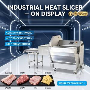 Machine à trancher la viande industrielle pour bacon, bœuf, <span class=keywords><strong>steak</strong></span>, viande fraîche et congelée, avec certification CE. - Product Image 1
