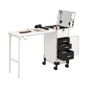 Valise de maquillage Obox grande capacité blanche avec roulettes pivotantes et verrouillables pour rangement domestique Printemps 2025 - Product Image 5