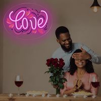 Neonawall Cadeaux pour Amoureux et Couples, Panneau Néon LED Cœur Rose Vif, Imprimé UV, Intensité Réglable, Idéal pour Cadeau de Couple
