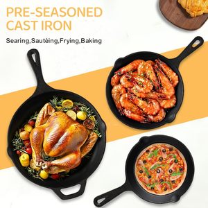 Juego de Sartenes de Hierro Fundido Pre-Sazonadas, Sartén para Asar y Sartén Plana para Cocina de Inducción y Horno - Product Image 5