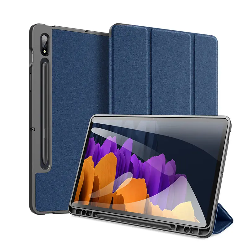 Dux Ducis Domo Serie Tri-Fold Stand Auto Sleep Wake Pu Leather Tablet Case Met Pen Houder Voor Samsung galaxy Tab S7 T870