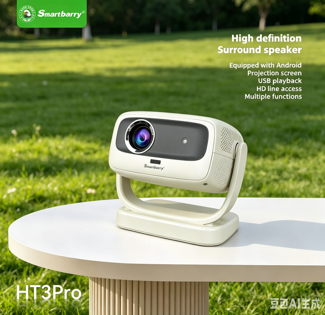 HT3 Pro 4K Ultra HD Portable Projector with Gimbal Stabilization Bright Daylight Projection Smart Auto Focus Android 13