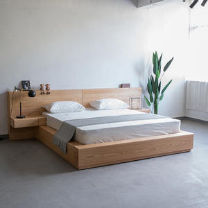 OEM Custom 3-5 Star Modern Luxury Hotel Apartment Bedroom Set Solid <b>Wood</b> <b>Platform</b> <b>Bed</b> <b>Frame</b> Integrated Nightstands Headboard - Product Image 2