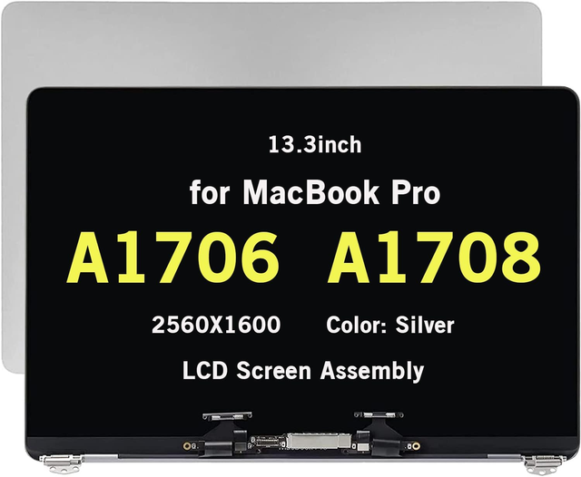 Screen Replacement for MacBook Pro 13.3in A1706 A1708 Late 2016 Mid 2017 Retina LCD Screen Display Assembly Kit EMC 3071 Silver