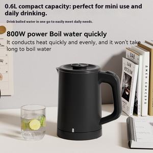 Bouilloire électrique portable exclusive pour les voyages, 0,6 L, acier inoxydable 304, 800 W, contrôle numérique, anti-ébullition à sec, usage domestique - Product Image 3
