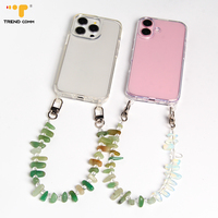 Chaînes suspendues de téléphone de mode personnalisée sangles de perles de cristal de pierre naturelle rose accessoires de téléphone portable pour fille tissée