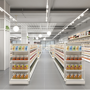 Étagères double face en acier laminé à froid pour supermarchés, <span class=keywords><strong>pharmacie</strong></span>, épicerie, présentoir en métal à vendre - Product Image 4