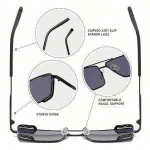 Gafas de Sol de Aviador Cuadradas de Aleación para Hombre, Estilo Clásico de Moda 2025, con Logotipo Personalizado, Protección UV400, Lentes Degradadas, Metálicas - Product Image 5