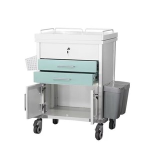 Chariot médical en acier ondulé, mobilier hospitalier en plastique avec 4 roulettes, conception durable pour une utilisation en soins d'urgence - Product Image 4