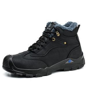 Winter Fleece Lined Waterproof Steel Toe Work Boots Men High Top Breathable Oil Resistant Construction Safety Shoes - Product Image 1