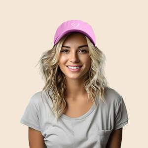 หมวกแก็ปผ้าคอตตอนเนื้อนุ่มแบบไม่มีโครงสร้างหมวกสำหรับคุณพ่อหมวกถักลายแบบออกแบบได้ตามต้องการสีชมพูอ่อน - Product Image 3