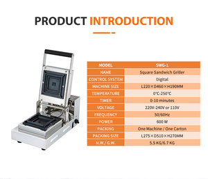 Máquina Tostadora Eléctrica Comercial con Molde Personalizado para Pequeñas Empresas, Máquina Industrial para Hacer Waffles, Sándwiches <span class=keywords><strong>y</strong></span> Hamburguesas - Product Image 6