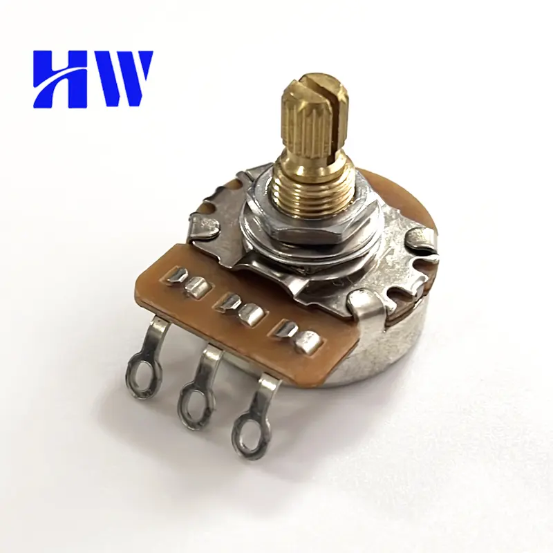 24 มม.หม้อ Log A หรือ Linear 250 K/500 K เพลาทองเหลืองปริมาณโทน Potentiometers สําหรับกีตาร์ไฟฟ้า