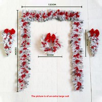 Guirlande de Noël en polyester floqué de luxe, décoration de fête, guirlande murale floquée douce, décoration de porte d'entrée, décoration de la maison