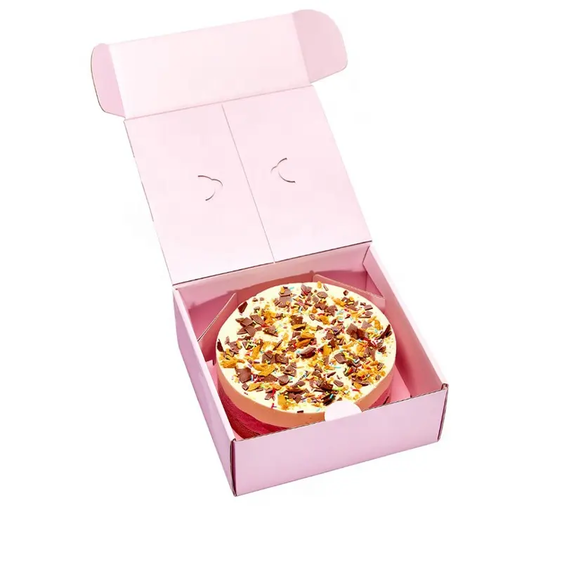 Rosa Farbe Lächeln Muster Benutzer definierte Größe Kleiner Kuchen Macarons Eingewickelte Geschenk box Mit Gebäck papier Mailer Box
