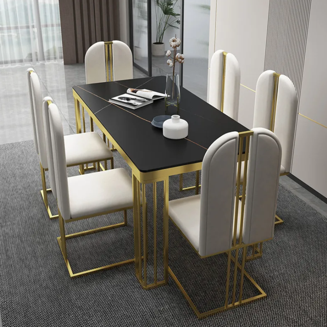 Table and Chair Combination Minimalist Rectangular High-end Dining Table Modern Minimalist Home Use