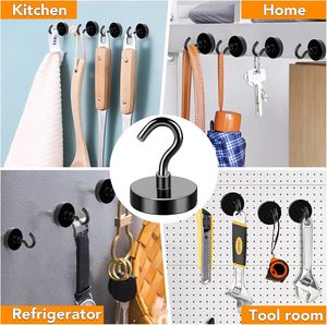 Ganci Magnetici BMAG in Neodimio NdFeB, Ganci Magnetici Neri Resistenti, Magneti per Frigorifero con Ganci per Crociere/Aula/Cucina - Product Image 5