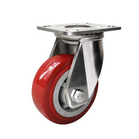 Roue pivotante industrielle en PU rouge de 4 pouces (100 mm) avec plaque pour chariot