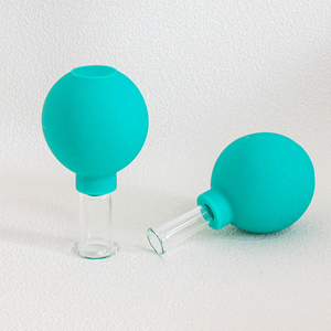 2 pièces de ventouses en <span class=keywords><strong>verre</strong></span> bleu anti-<span class=keywords><strong>cellulite</strong></span>, thérapie par ventouses, masseur, logo personnalisé, ventouses en caoutchouc anti-âge pour le visage - Product Image 1