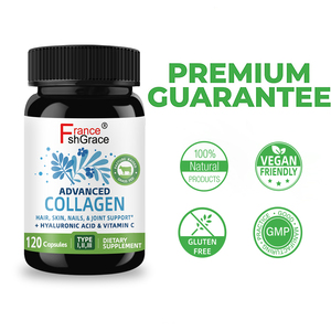 Complément de collagène de haute qualité avec acide hyaluronique et vitamine C pour hommes et femmes, favorise la santé de la peau et la réduction des rides, capsules de collagène - Product Image 1