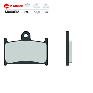 Pastillas de Freno Delanteras para Motocicleta R-Attack M080SM, Cobre Sinterizado, 69.8x55.0x8.5mm, Homologadas R90 - Product Image 1