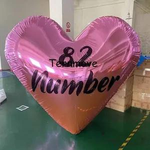 Globo inflable gigante para decoración del Día de San Valentín, forma de corazón cromado para decoración, 2023