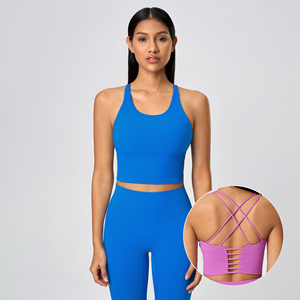 New Yoga Wear for Women Wide-Hem Fitness Bra with Small Straps Thin Spaghetti Straps Lace-Up Back Design