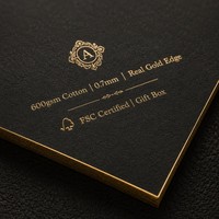 Carte de visite de luxe personnalisée Sunto en papier épais avec bord doré |   Coton 600 g/m² + Feuille d'or + Bordure dorée véritable DTC Founders Corporate