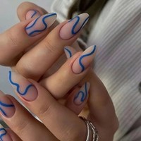Prix de Gros Ongles à Presser Haute Qualité avec Colle, Ongles Artificiels Amande Coffin Pailletés Présentés en Boîte