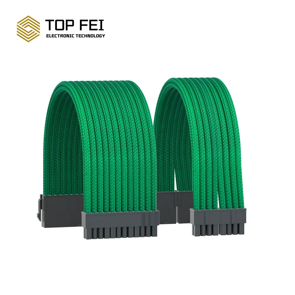 Dark-green High-quality Weave 18AWG Power Supply Cable Kit 30cm Mod Extension Cable Connection