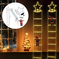 Weihnachtsmann auf Leiter Kletternd LED-Lichterkette Dekorative Hängelampen für Innen und Außen Baum Fenster Garten Feiertagsparty-Dekoration