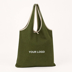 Custom Logo <b>Foldable</b> Olive Green Cotton Canvas Tote <b>Bag</b> Reusable Shoulder Grocery Shopping <b>Bag</b> for Promotion Gift - Product Image 2