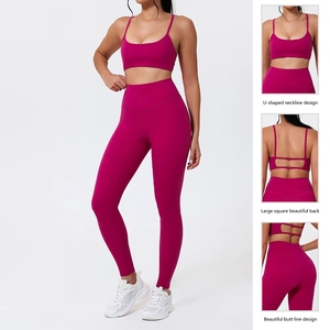 Ensembles de fitness 2 pièces pour femmes, vente en gros, comprenant un soutien-gorge de sport push-up dos nu et un legging taille haute, pour le yoga et la gym - Product Image 5