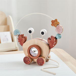 PMZ2362 Jouet en bois pour bébé, puzzle, crabe à traîner, voiture, jouets éducatifs <span class=keywords><strong>Montessori</strong></span> pour enfants, multifonction, cadeau pour enfants - Product Image 2