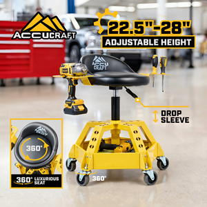 360 °   Cadeira de Mecânico Profissional Giratória de Metal Reforçada com 5 Rodas Antitombamento, Capacidade de 150 kg, para Oficina e Reparo Automotivo - Product Image 3